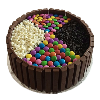 "Designer Round shape Gems and Kitkat Cake -1 Kg - Click here to View more details about this Product